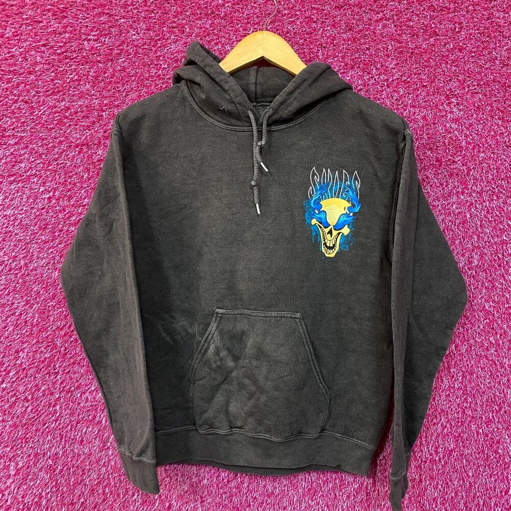Little Skies Flaming Skull Emo Rap Hoodie Small